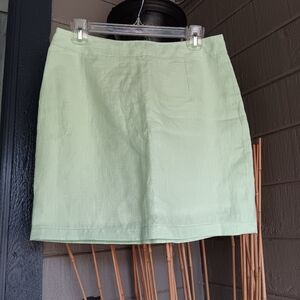 NWT Oliver Grant 100% Linen Pastel Green Skirt Size 8